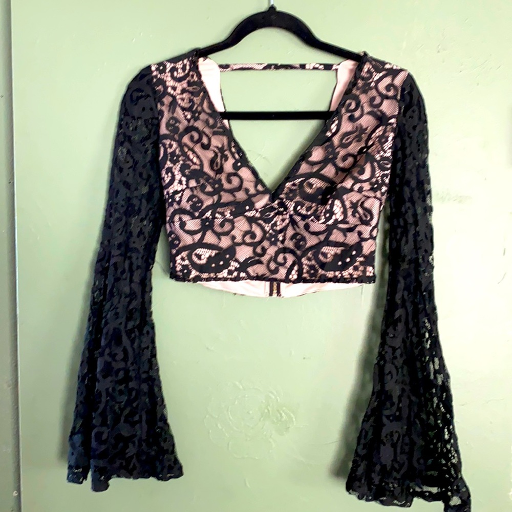 Black laced crop top